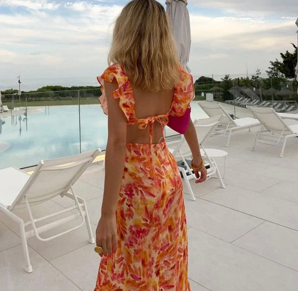 robe longue bohème orange