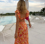 robe longue bohème orange