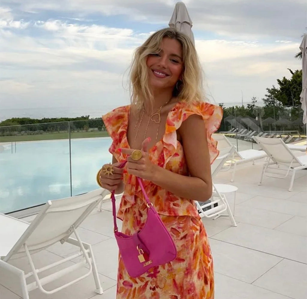 robe longue bohème orange