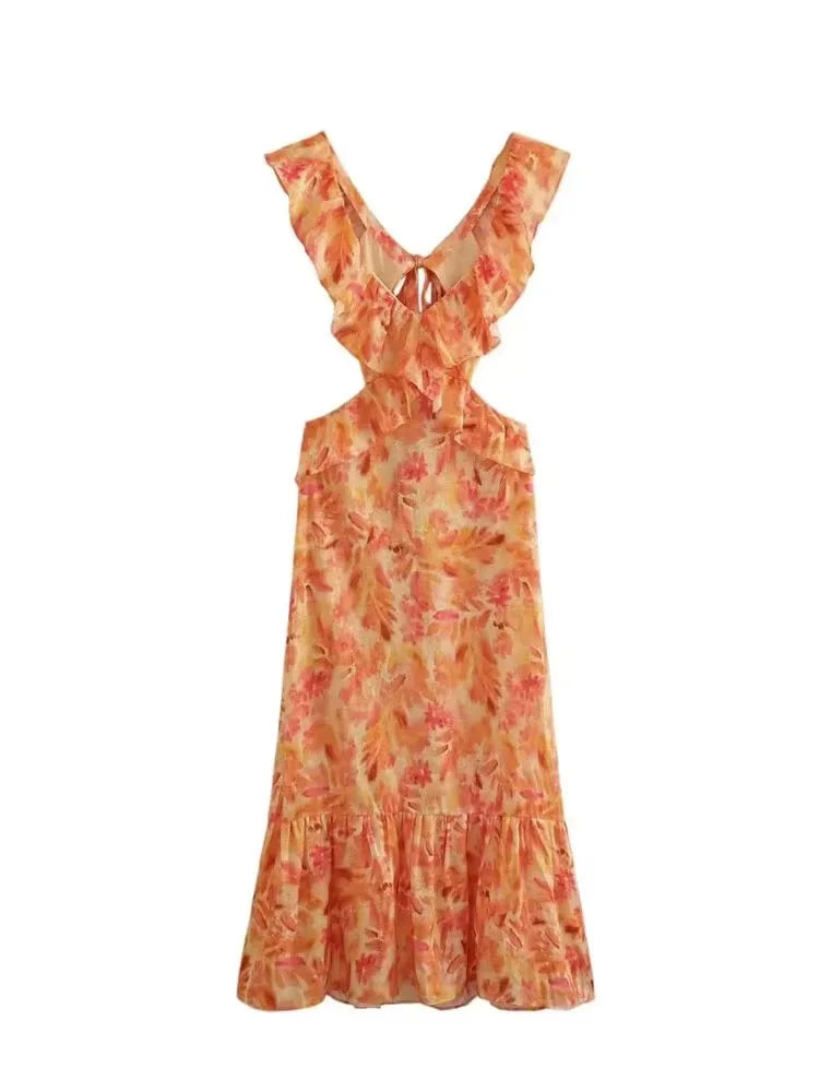 robe longue bohème orange