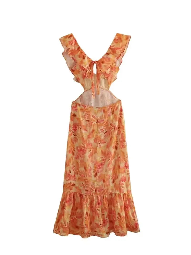 robe longue bohème orange