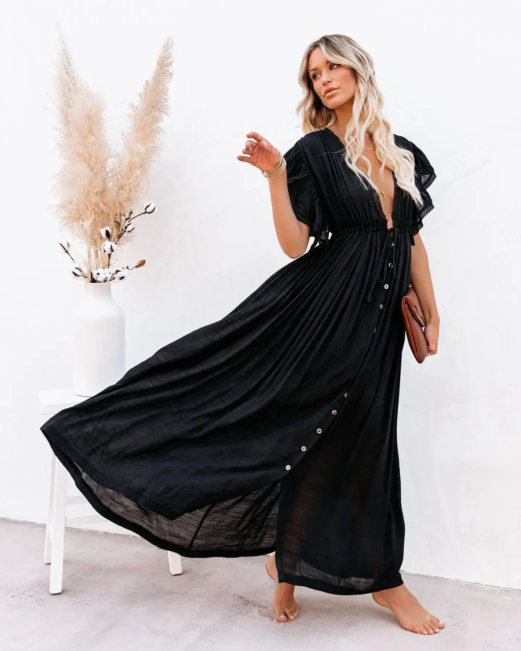 robe pour plage bohème col en V