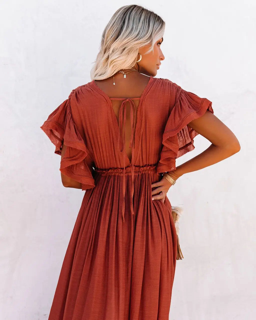 robe pour plage bohème col en V
