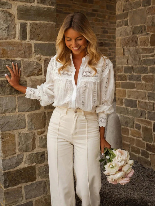 Blouse blanche dentelle