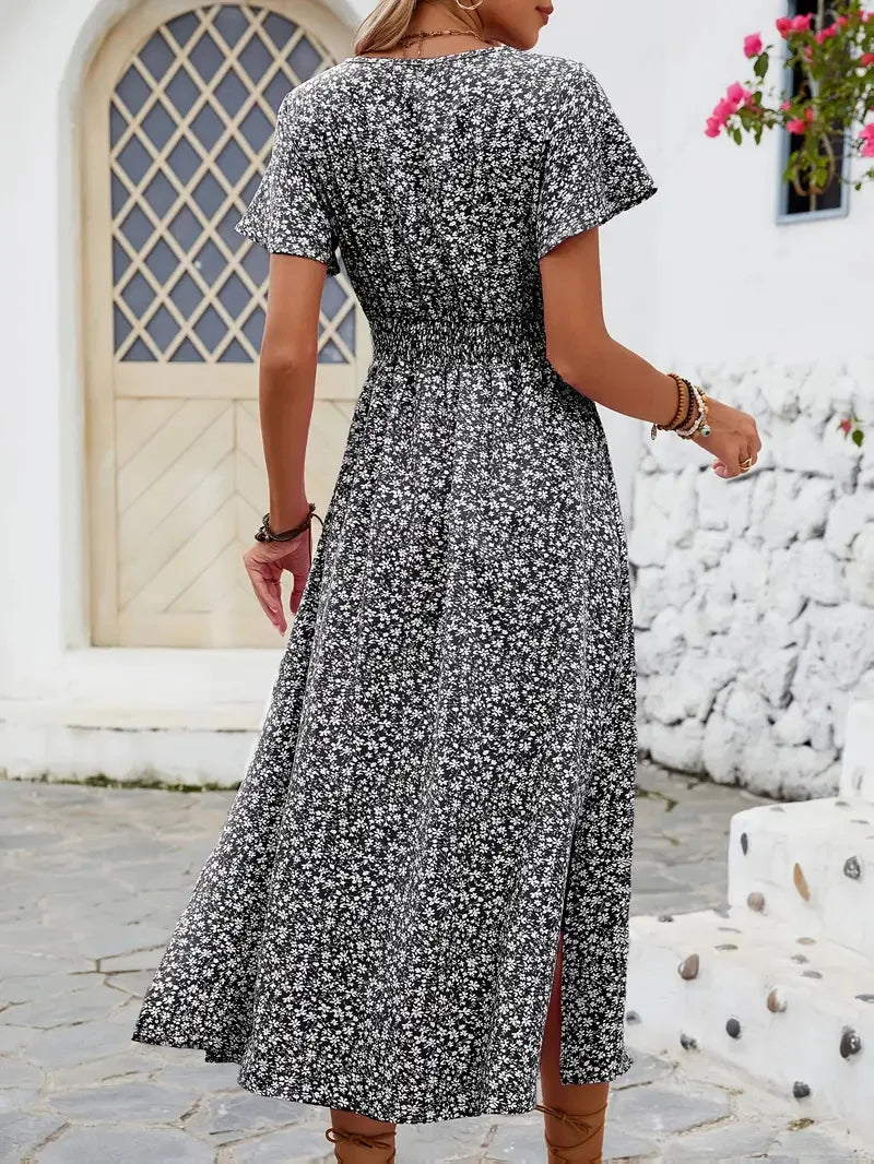 robe longue floral a pois