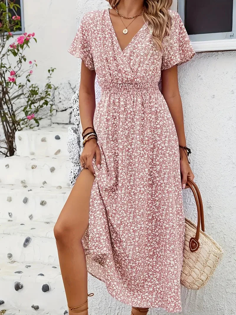 robe longue floral a pois