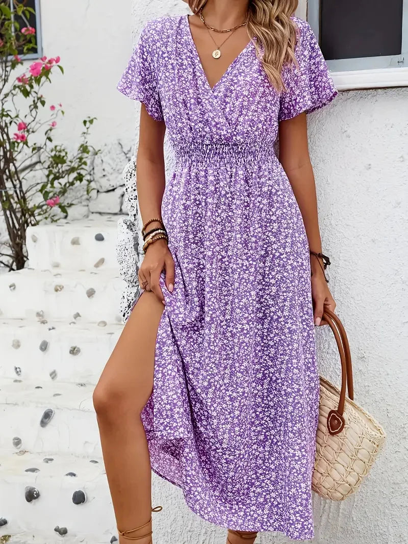 robe longue floral a pois