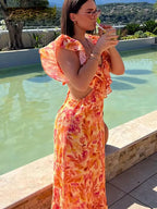 robe longue bohème orange