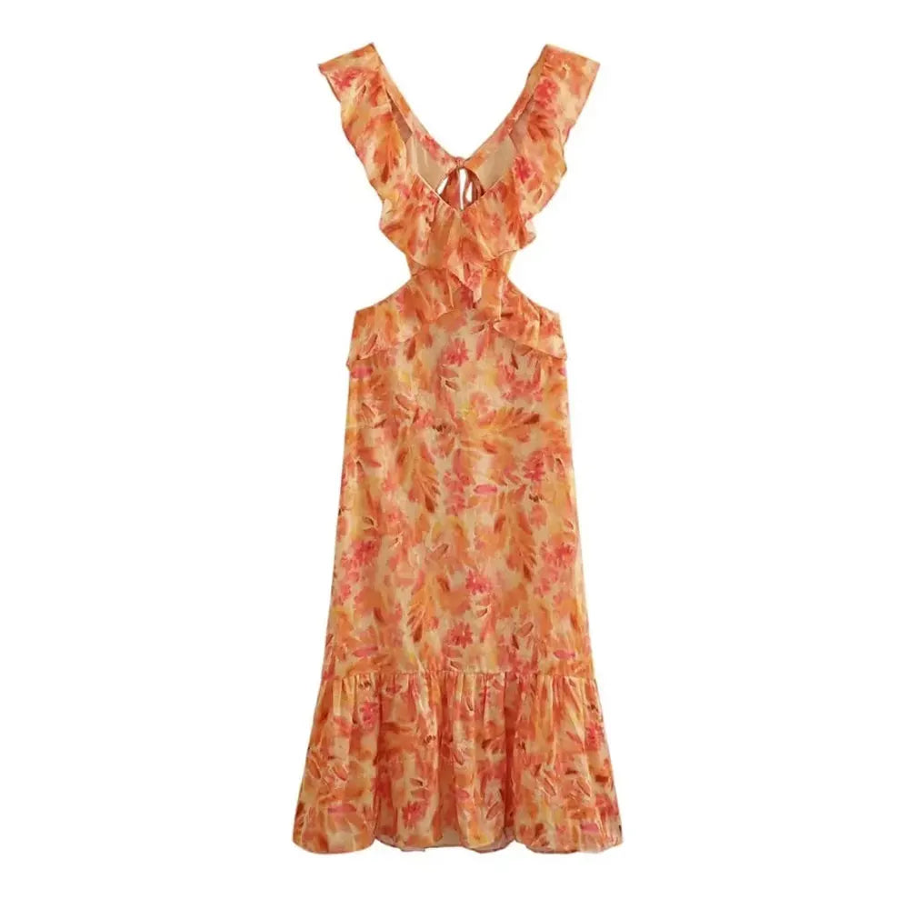 robe longue bohème orange