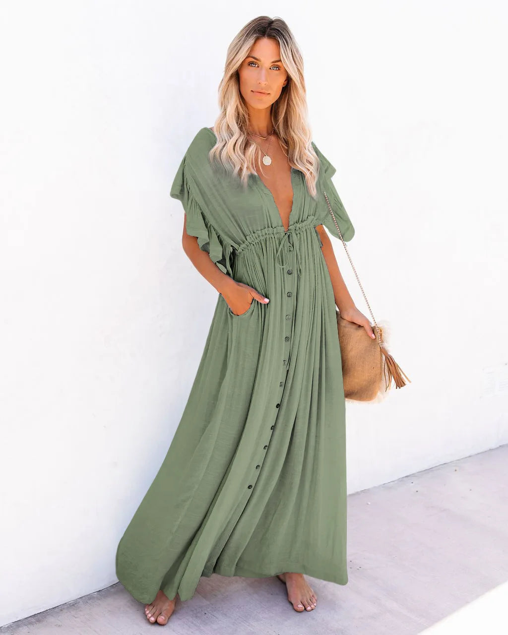 robe pour plage bohème col en V