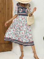 Robe bohème col rond