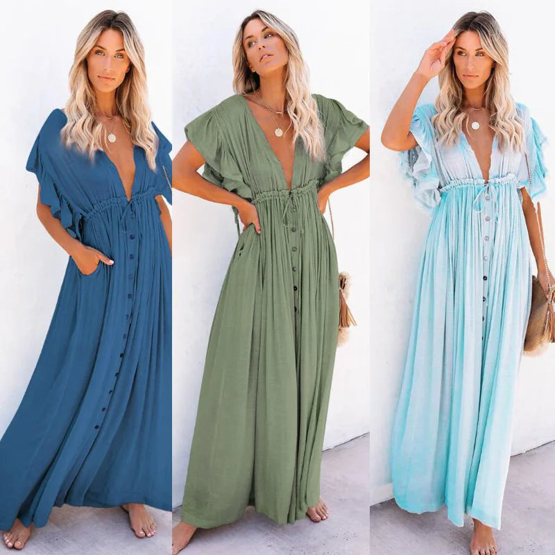 robe pour plage bohème col en V