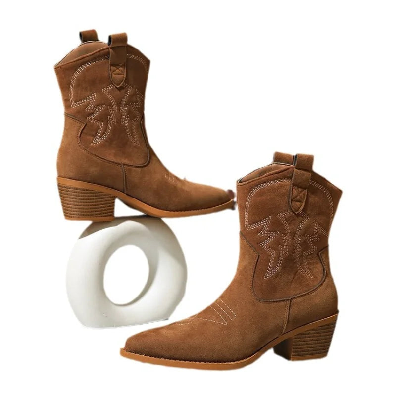 bottes femme style cow boy cuir