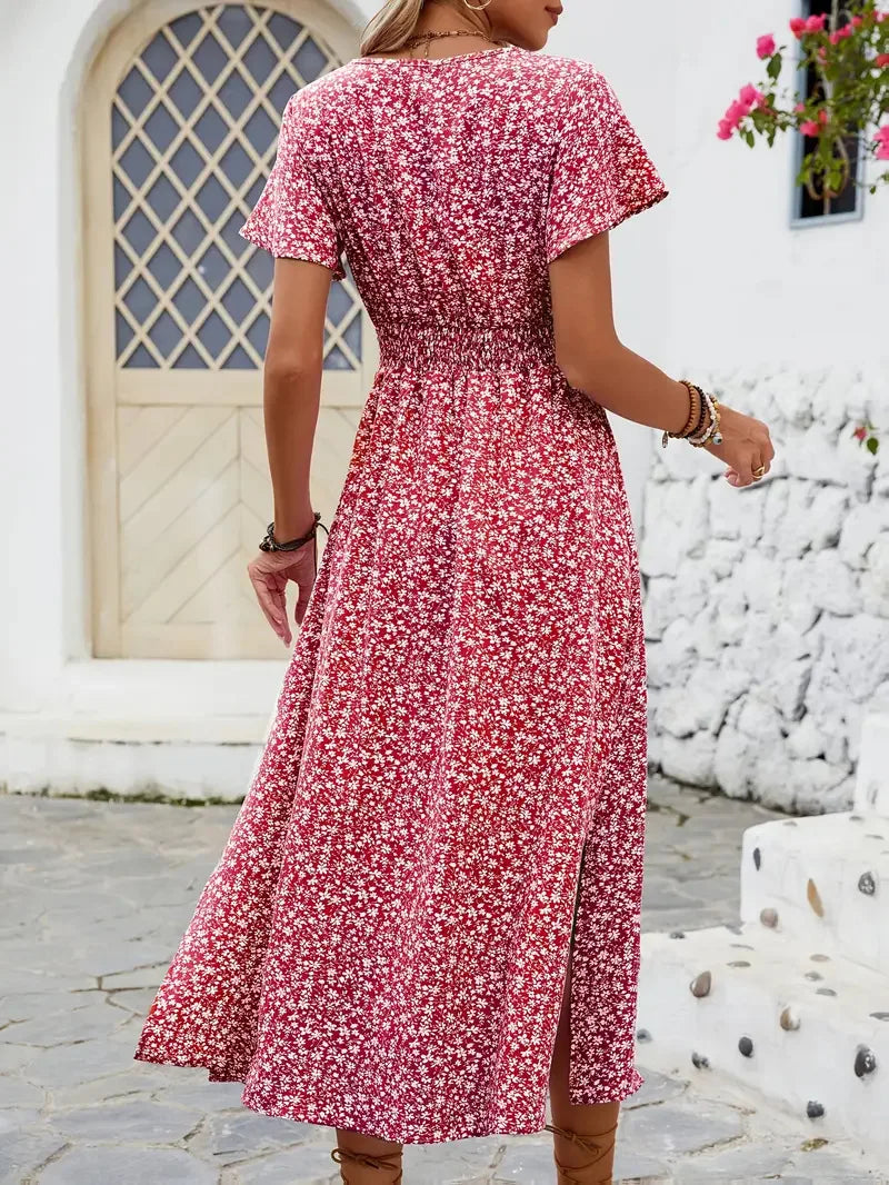 robe longue floral a pois