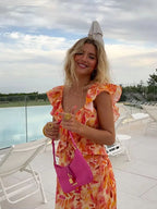 robe longue bohème orange