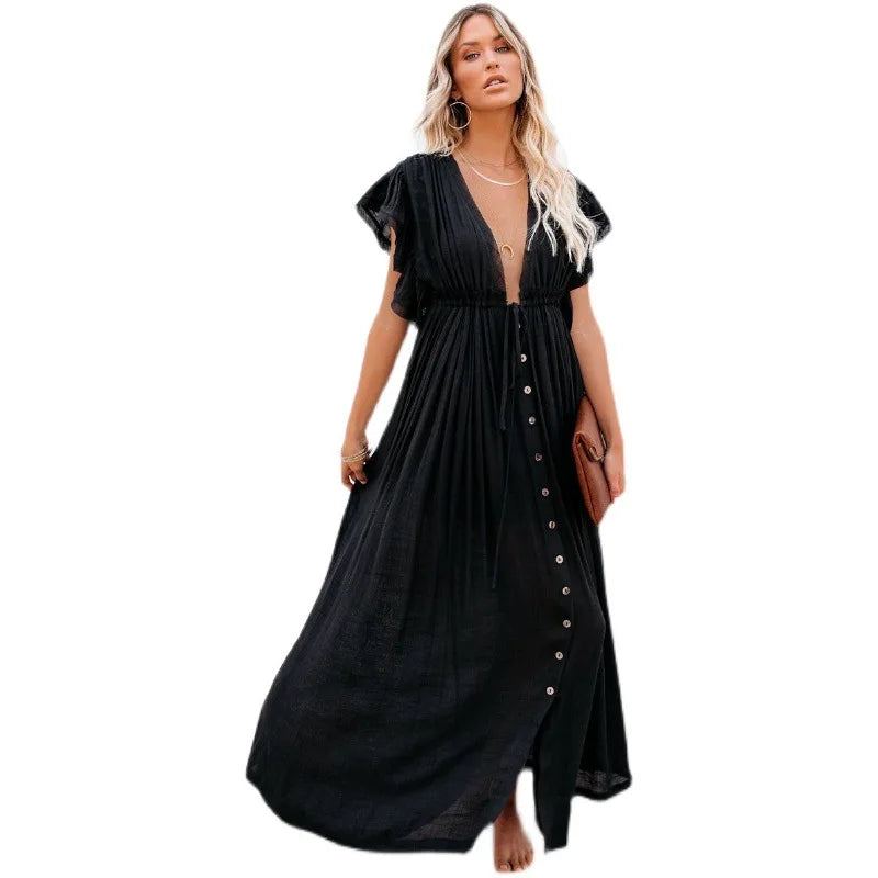robe pour plage bohème col en V