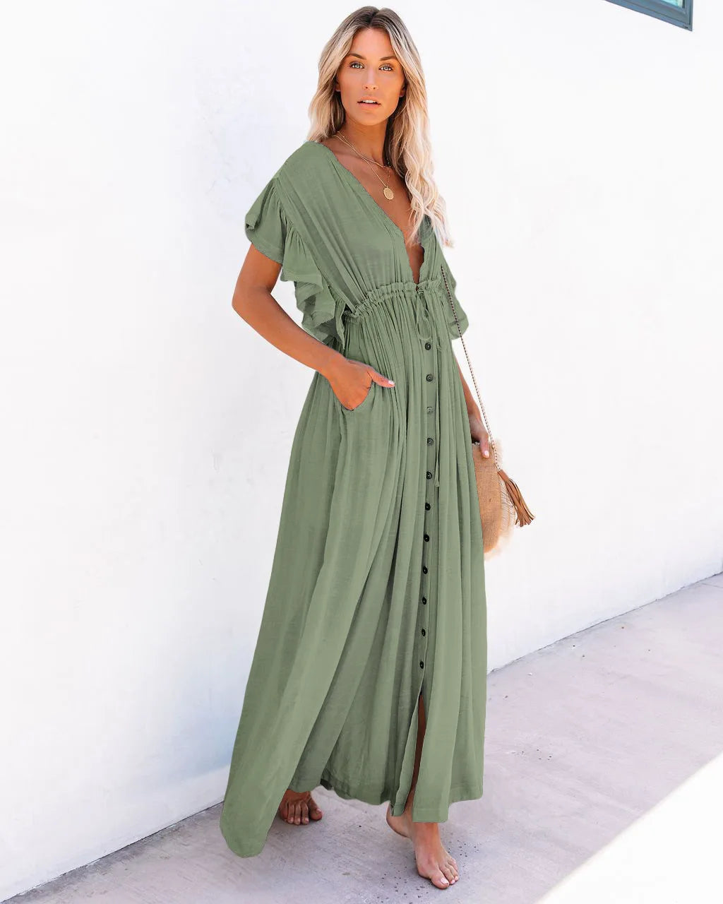 robe pour plage bohème col en V