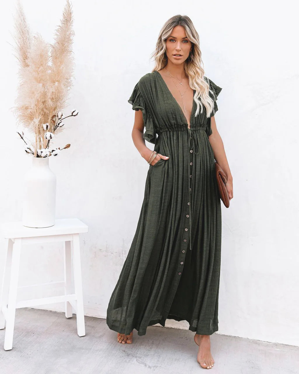 robe pour plage bohème col en V