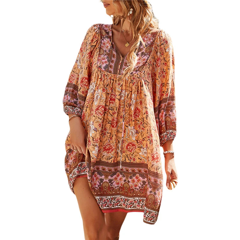 Robe courte imprimée floral