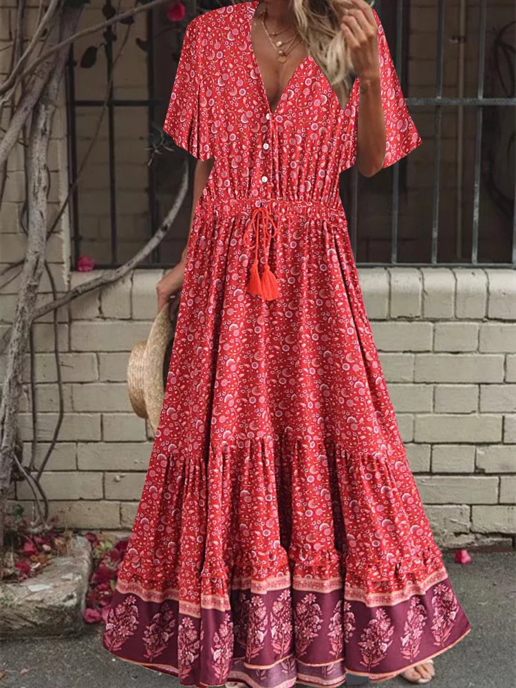 robe longue été col en V