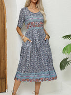 Robe bohème col rond