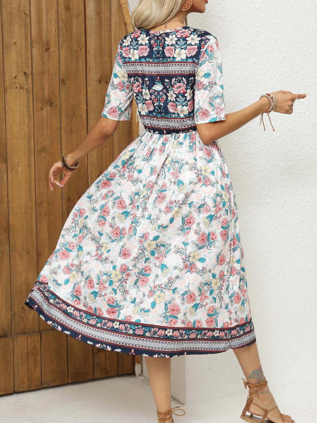 Robe bohème col rond