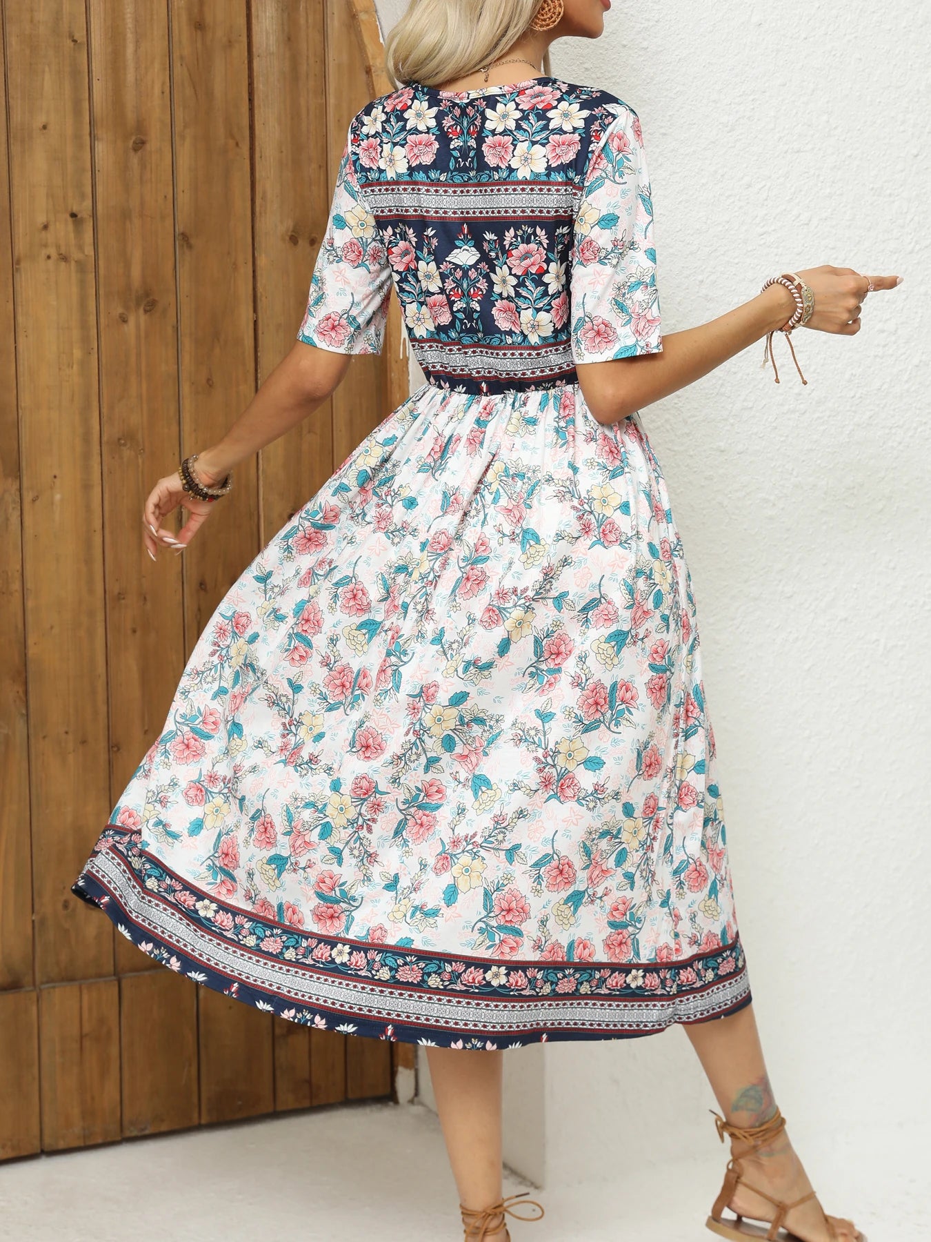 Robe bohème col rond