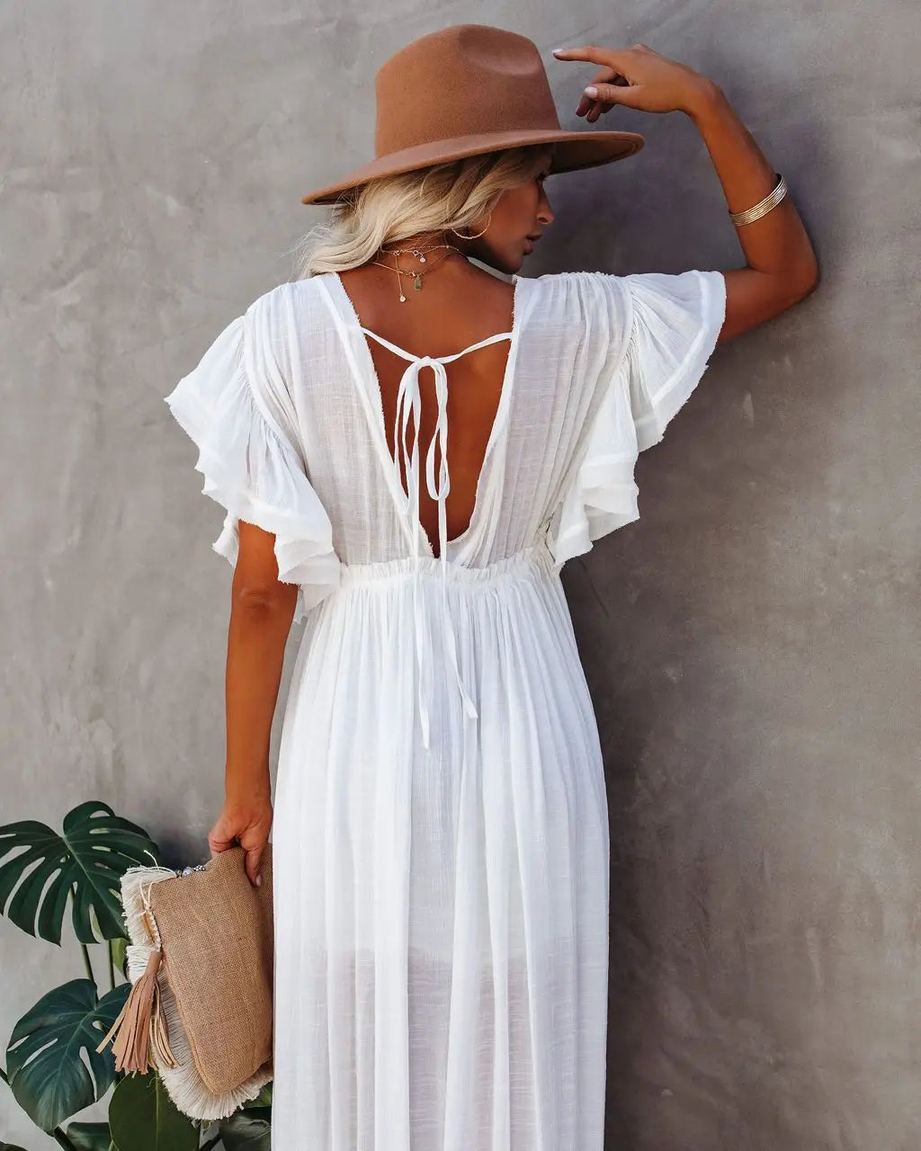 robe pour plage bohème col en V