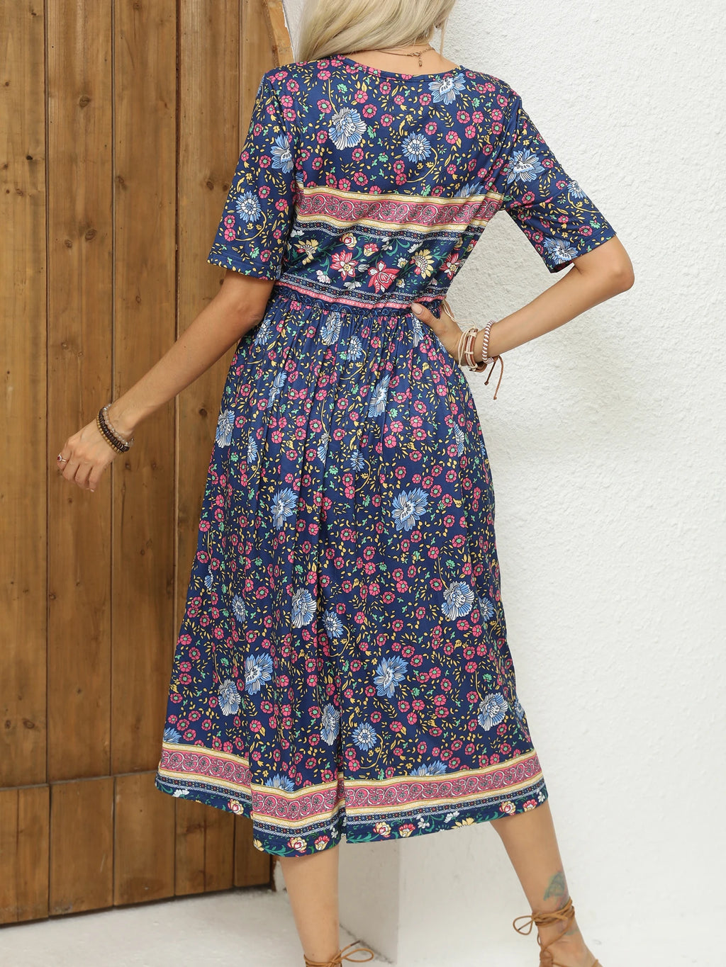 Robe bohème col rond