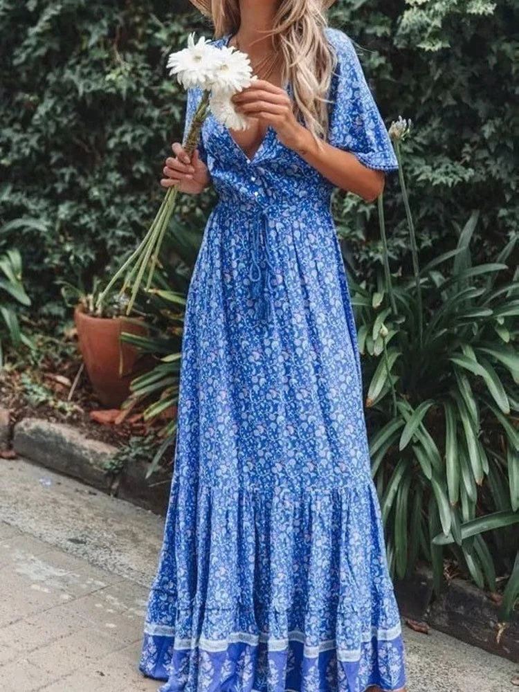 robe longue été col en V