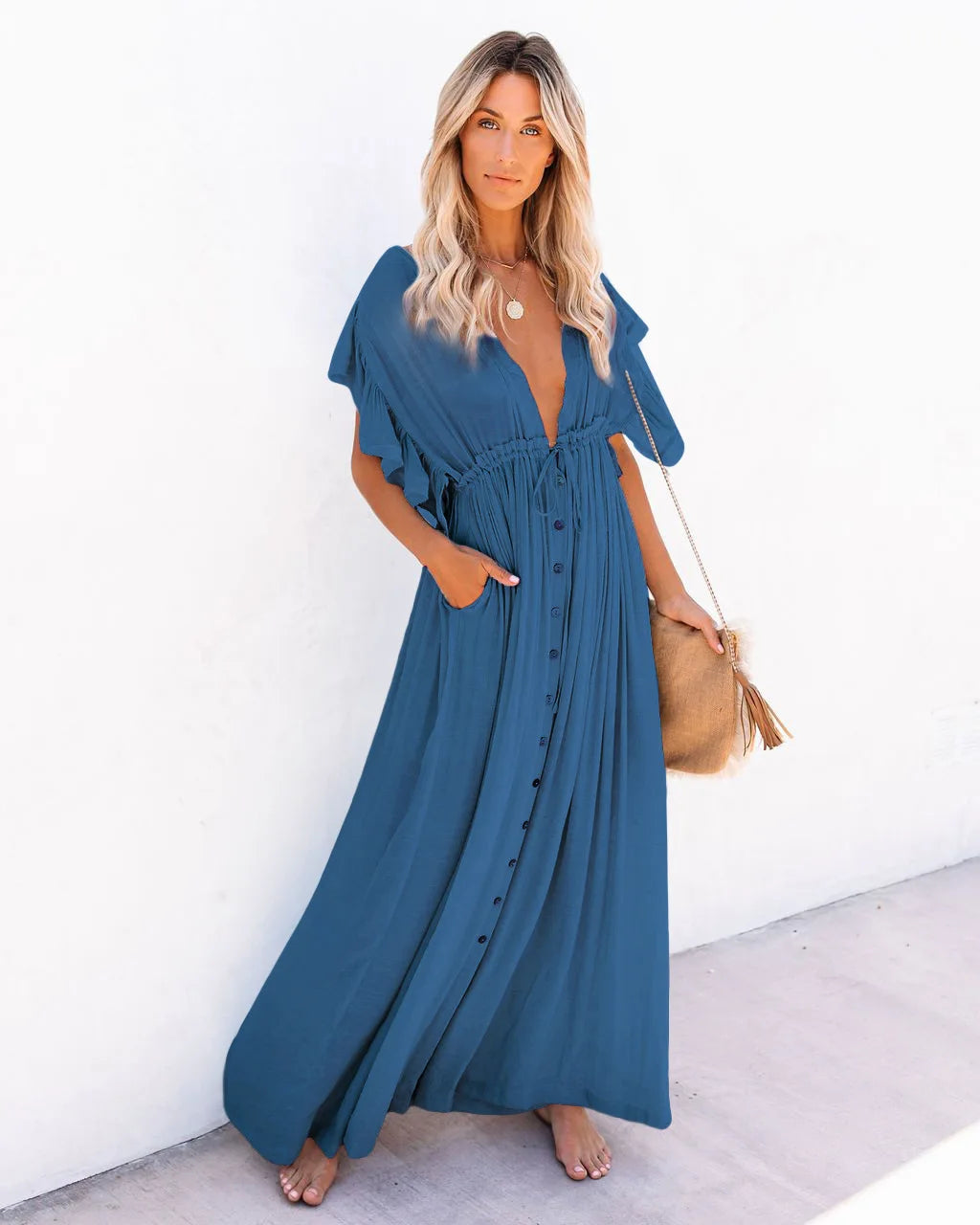 robe pour plage bohème col en V