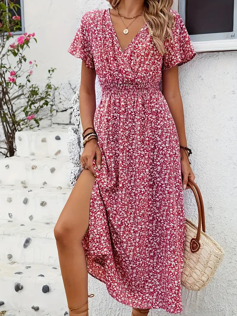 robe longue floral a pois